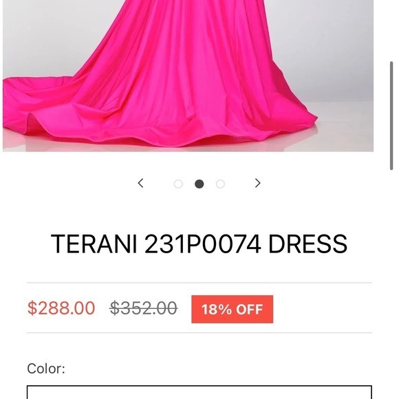 Terani Couture 231P0074 Fuchsia Pink Feather Trim Long Sleeve Gown Dress 6 - Picture 4 of 16